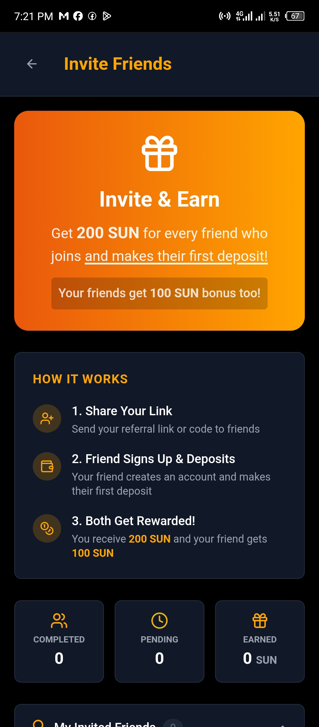 Invite Friends Page